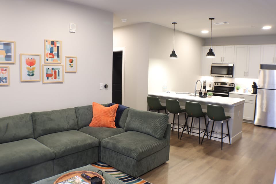 You can use the smart TV and watch all of your favorite shows from the sectional or the kitchen! 