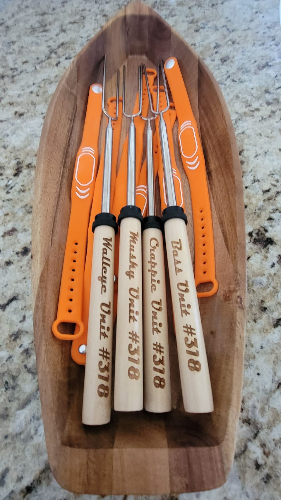 Unit #318 provided Smore sticks.  Wrist bands for Izaty's property.