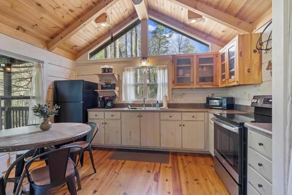 spacious fully stocked kitchen