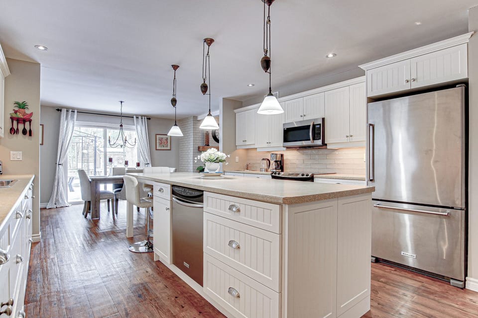 The kitchen is spacious and equipped with all the essential cookware.
