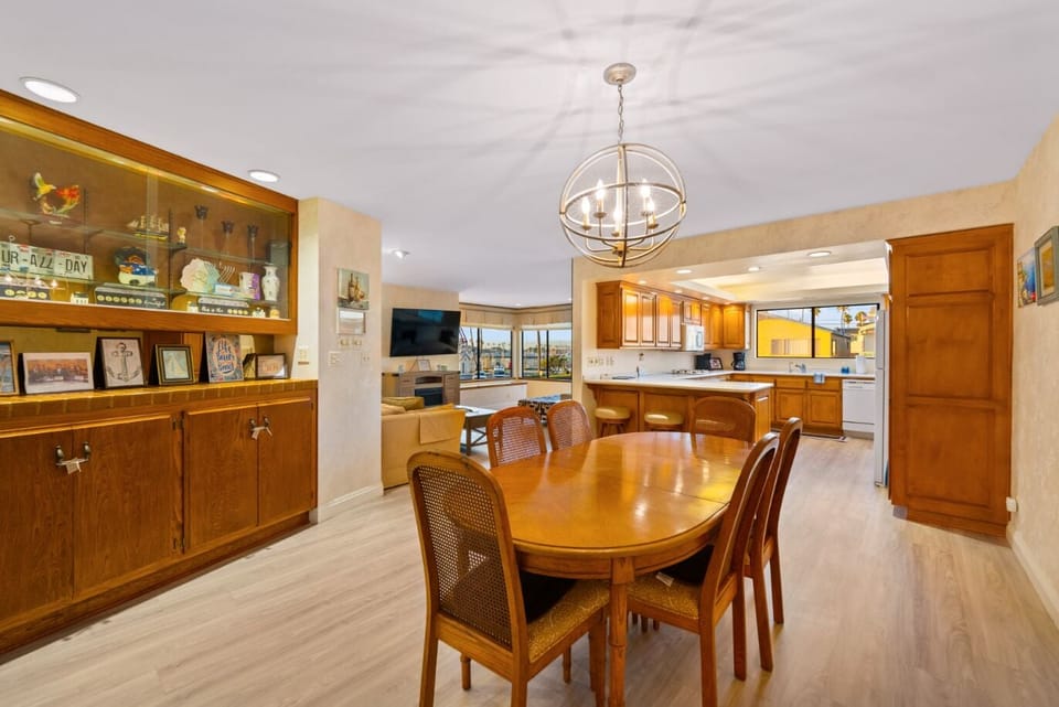 Open concept dining and kitchen space. 