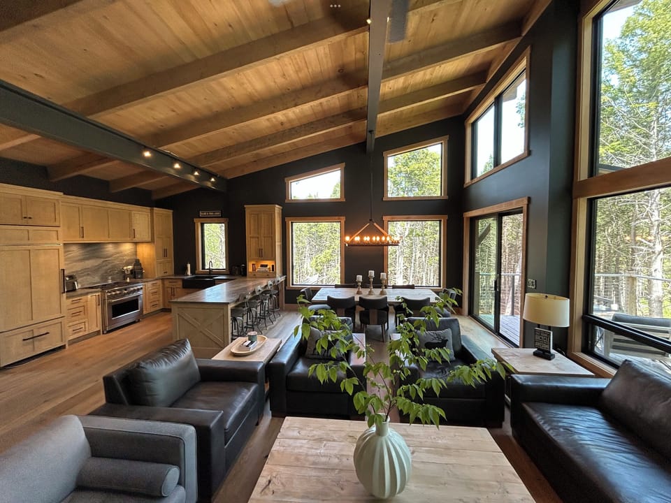 Great room showing kitchen, dining and lounge area