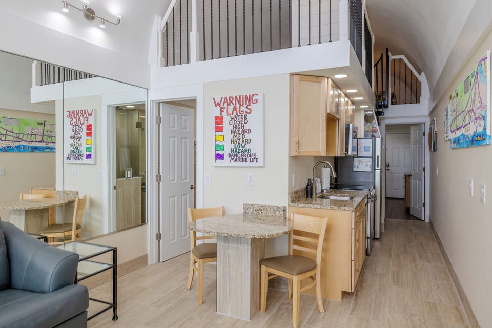 Small granite dinning area for Two Sip on your Coffee while watch Chief