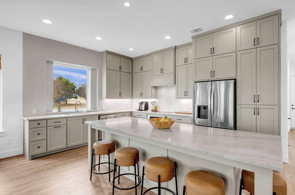 Large island for extra prep space or for company while you cook