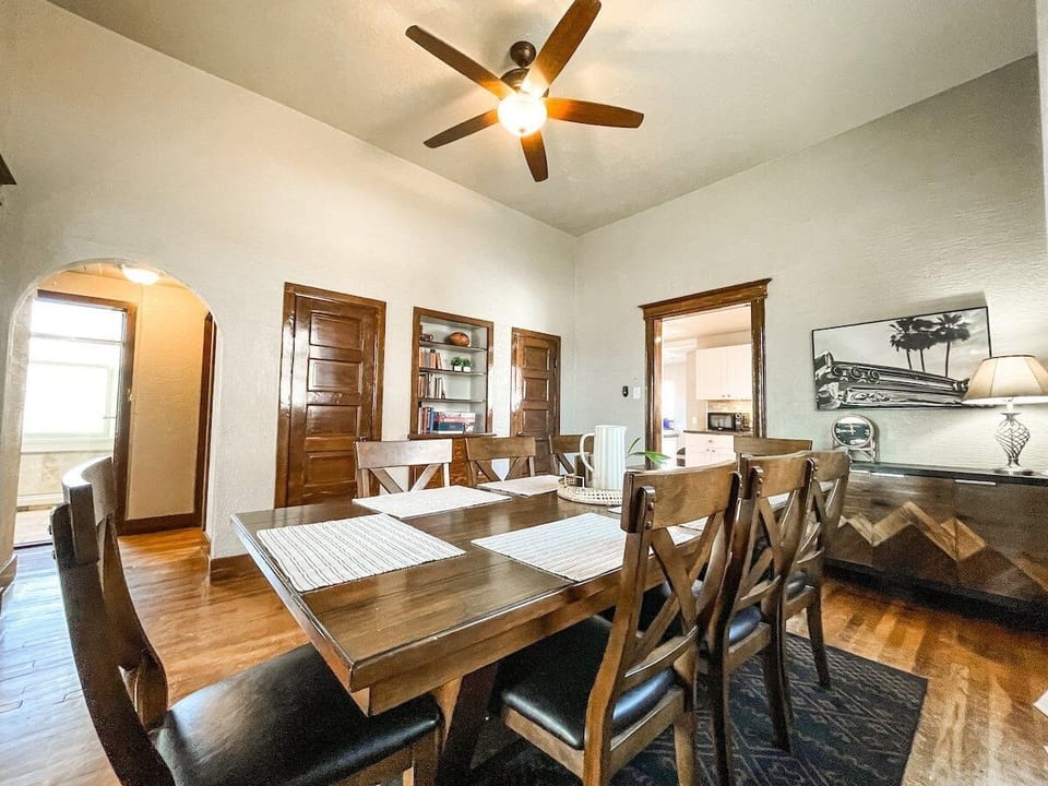 The layout flows easily into the dining room