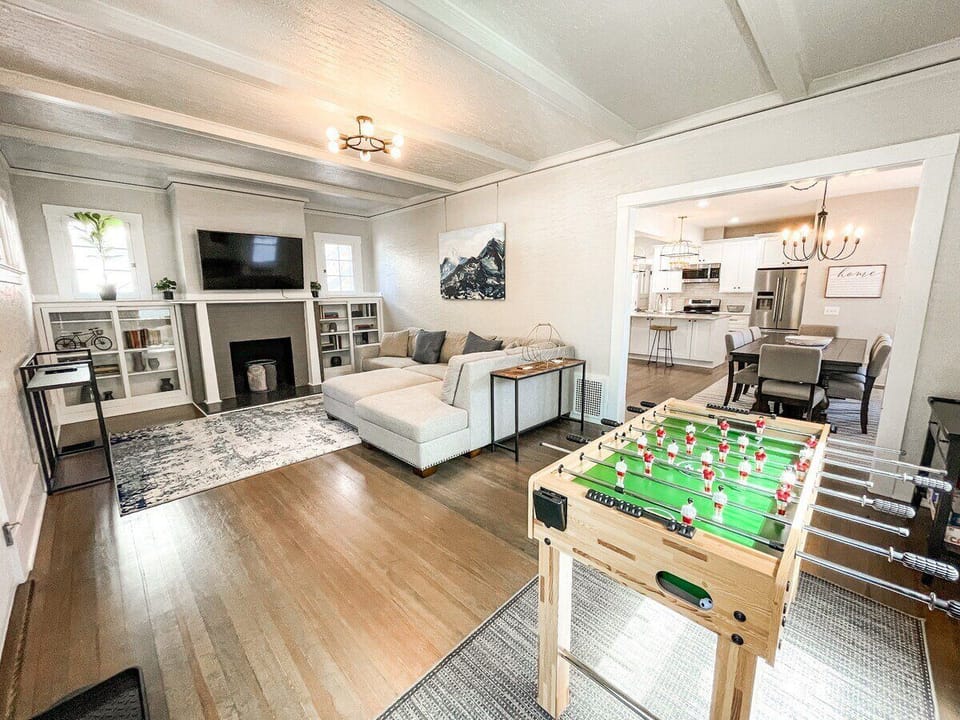 Have great time with your guests while streaming your favorite shows or playing foosball