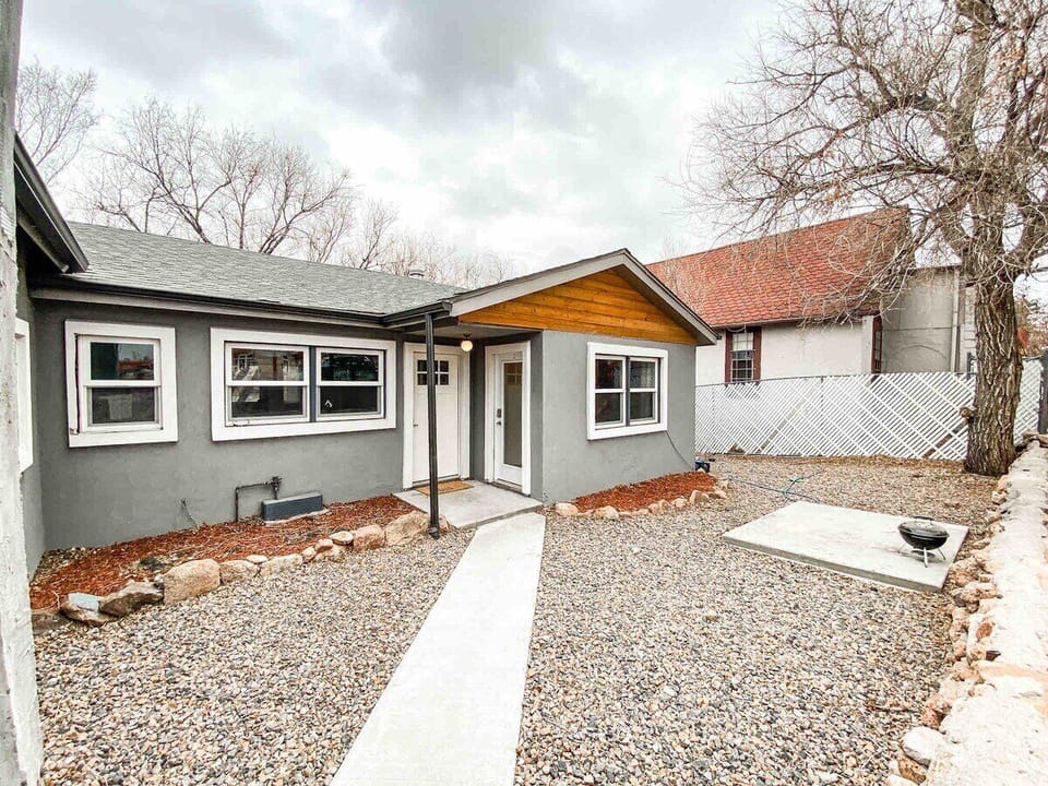 Thoughtfully remodeled space offers a comfortable king bed, smart TV, and a compact kitchenette.