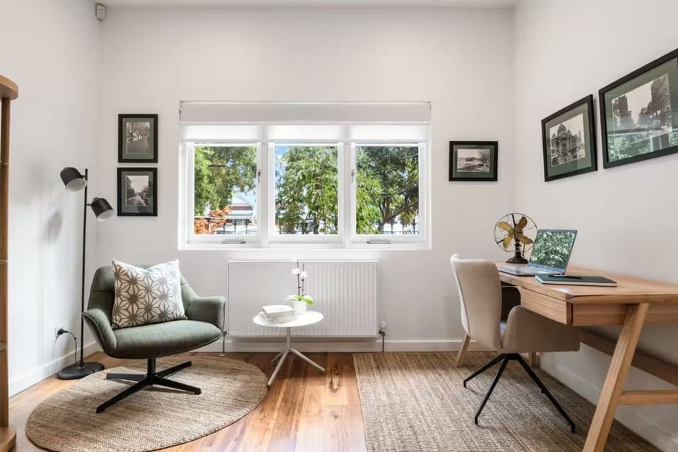 STUDY: The dedicated study that is perfect as an away from home office or study area looks out on the tree lined street.