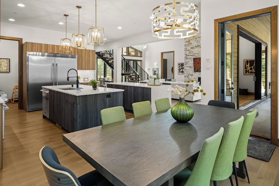 Main Floor – Kitchen + Dining + Great Room + Modern open-concept layout with dual islands