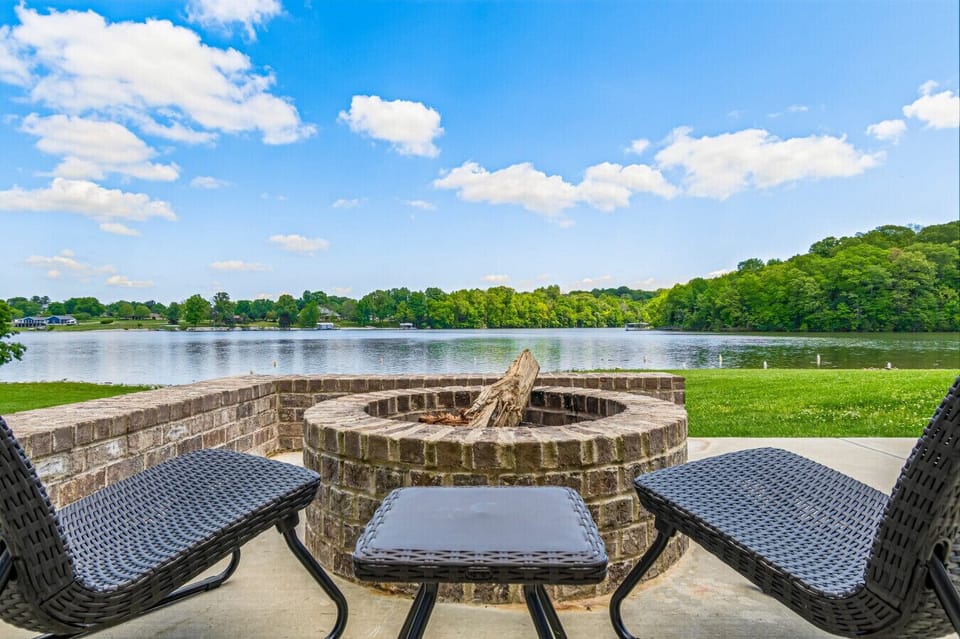 Enjoy the lake views around the outdoor firepit