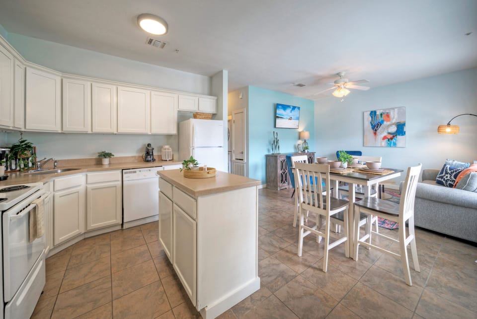 Small kitchen island with added storage.