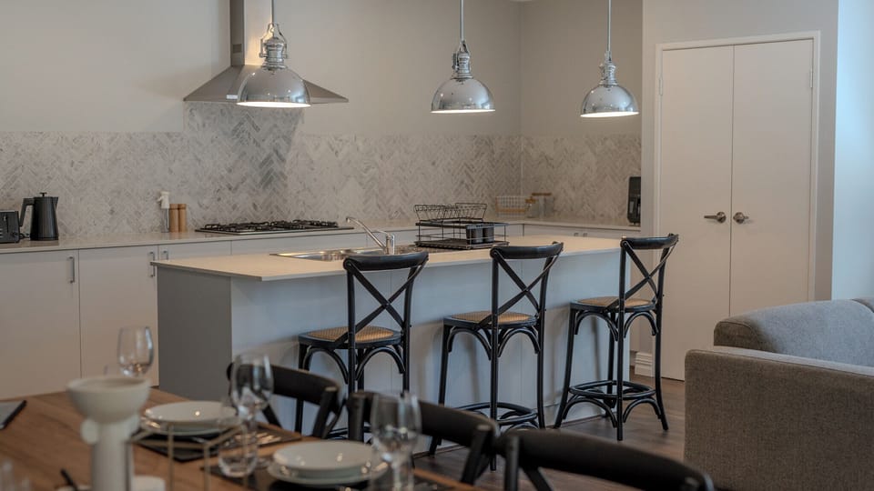 Sit up breakfast bar with huge chefs kitchen