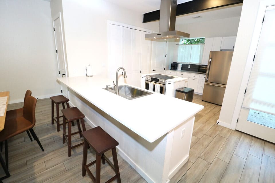 kitchenette/microwave and a sink