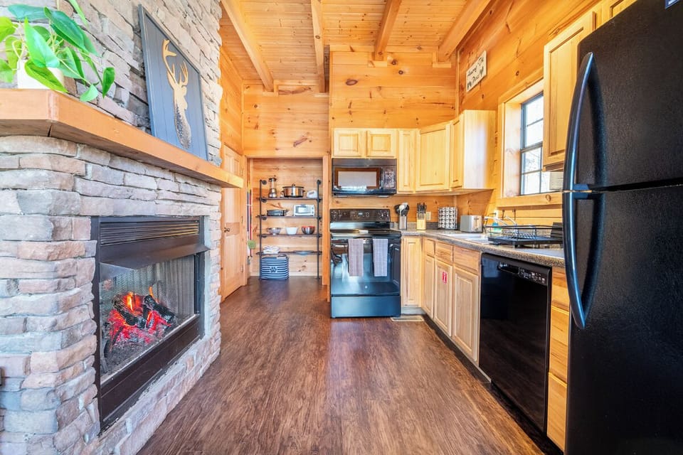 Smoky Summit Stays' fully-equipped kitchen