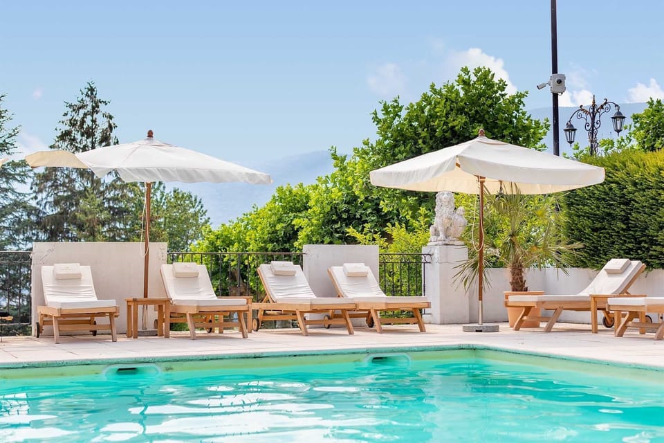 Take in gorgeous views while lounging around the on-site outdoor pool.