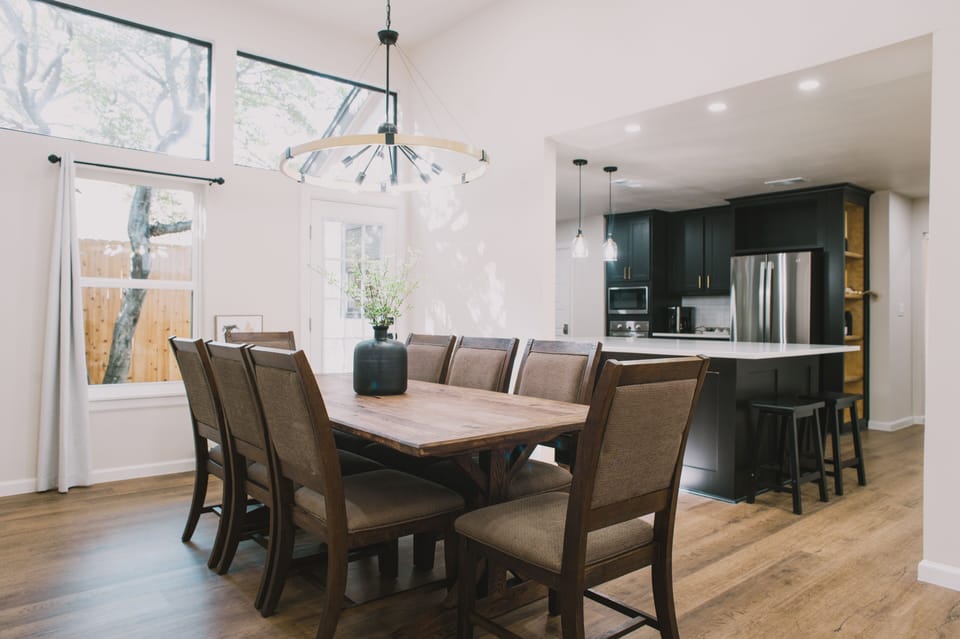 Dine in style at Redpine. Our spacious, modern dining area offers ample seating for your entire group, perfect for memorable meals and conversations.