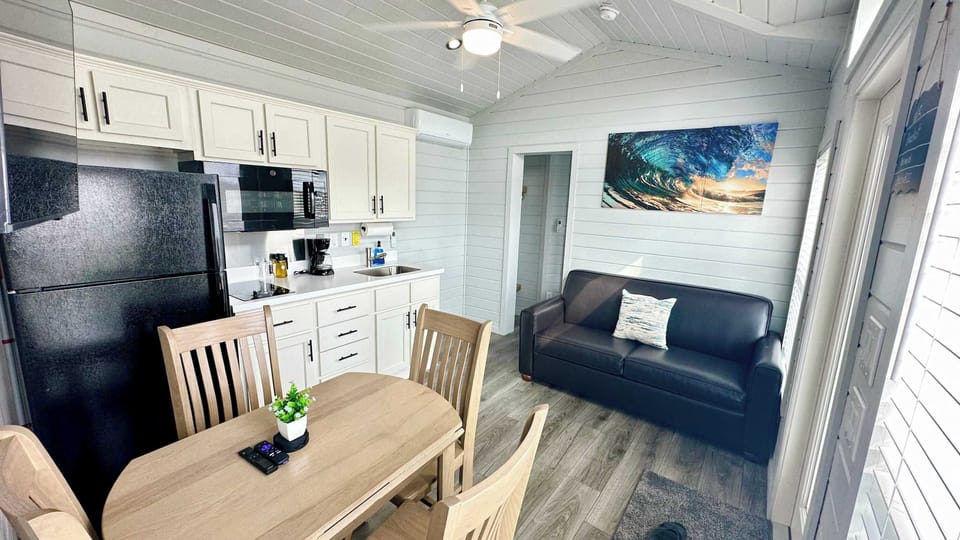 Main Living Area - Kitchen - TV with Roku & Couch that folds out to Full size Bed