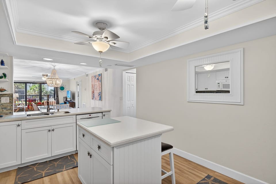Kitchen with island and bar seating