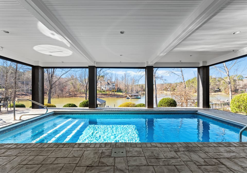 Amazing indoor/ outdoor salt water pool with large windows. Swimming year-round!