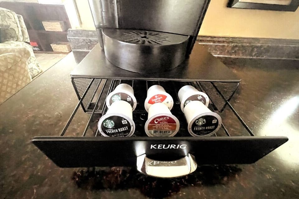 Both a Keurig and drip coffee machine are provided for guest use