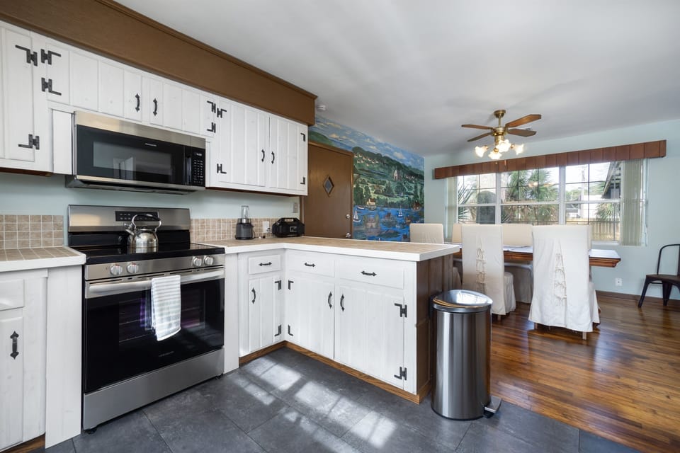 Dining area with a beautiful hand painted mural