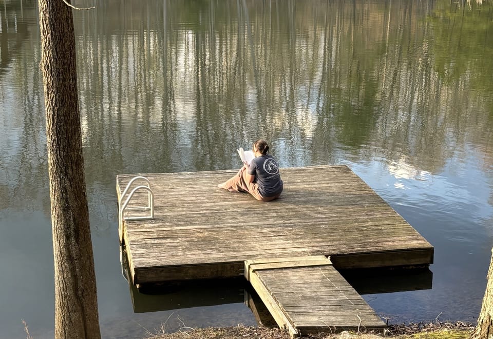 Relaxing by the pond