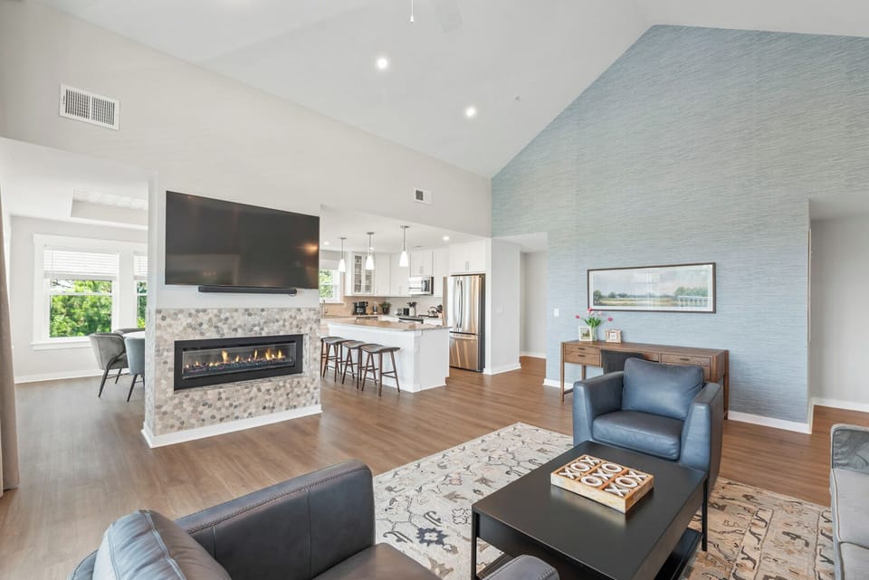 Living Area with Deck Access and Water Views