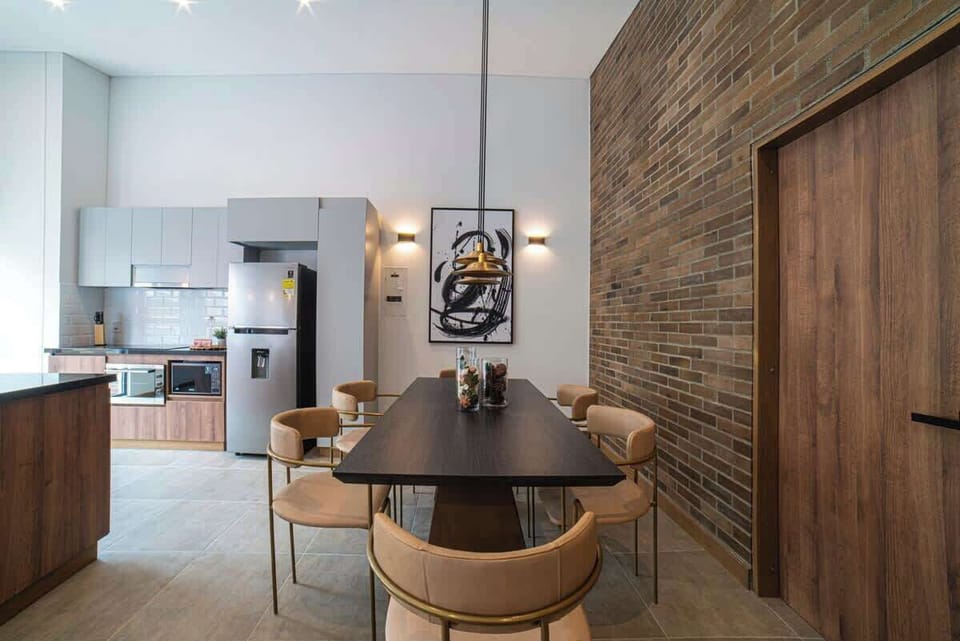 Big dining table for 6 people.