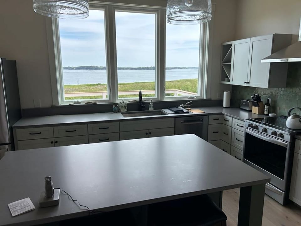 kitchen and island