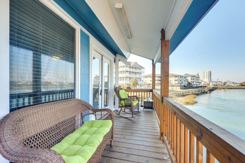 Balcony | Marsh Views | Gas Grill | Single-Story Home