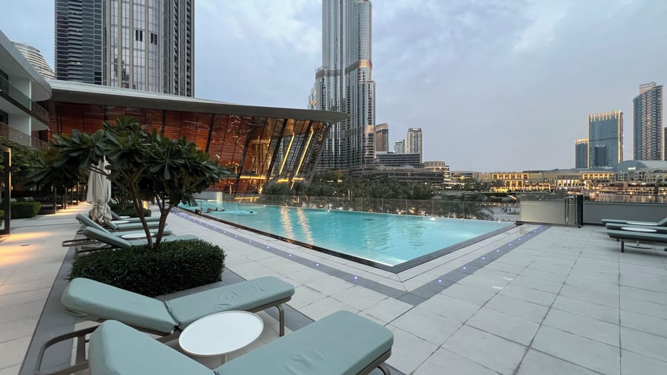 Infinity pool with breathtaking Burj Khalifa views.