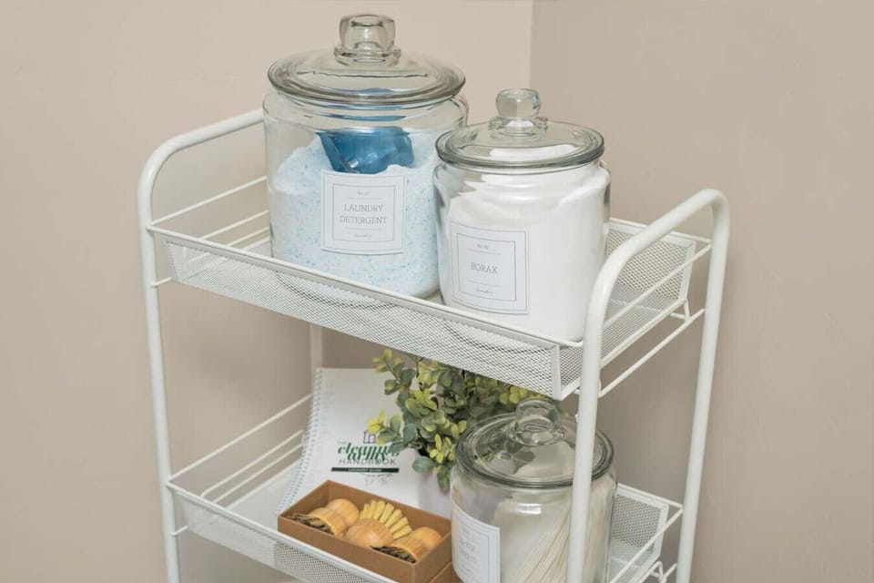 Laundry supplies + storage detail
