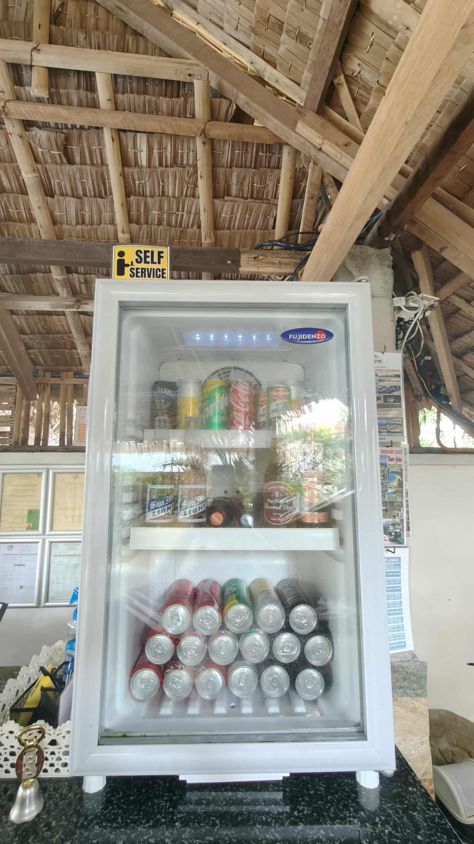 Self service bar , relax with a cold drink 