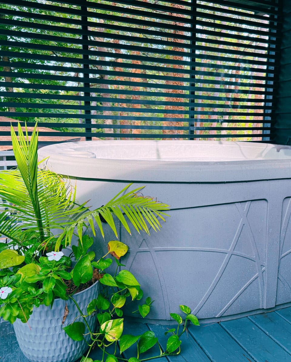Private hot tub on back deck