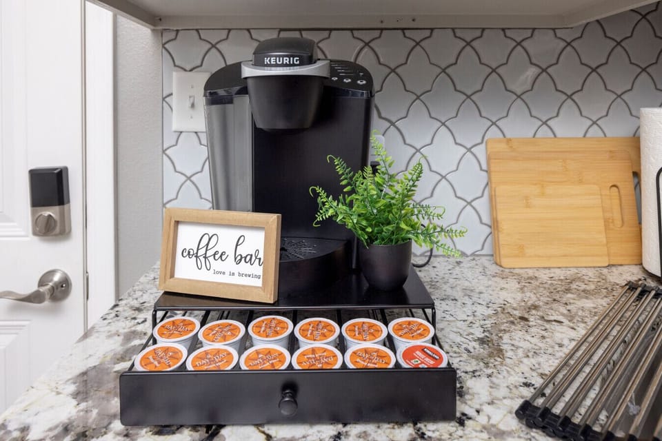 Perk up your mornings with Keurig coffee maker and all coffee essentials— everything you need for a perfect morning brew in your home away from home.