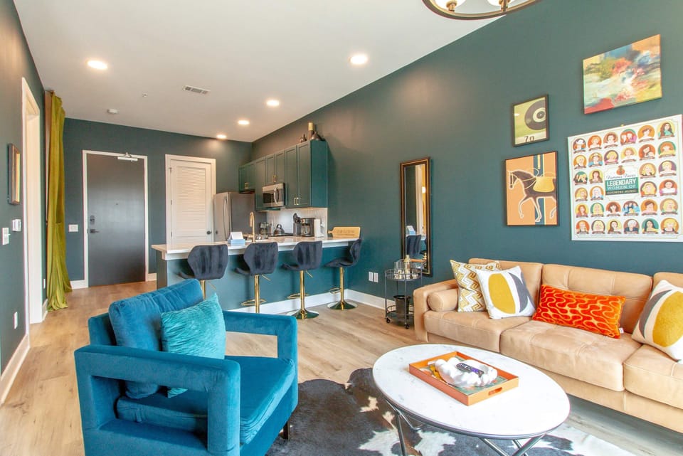 Vibrant decor and plush seating await you in this stylish Nashville retreat!