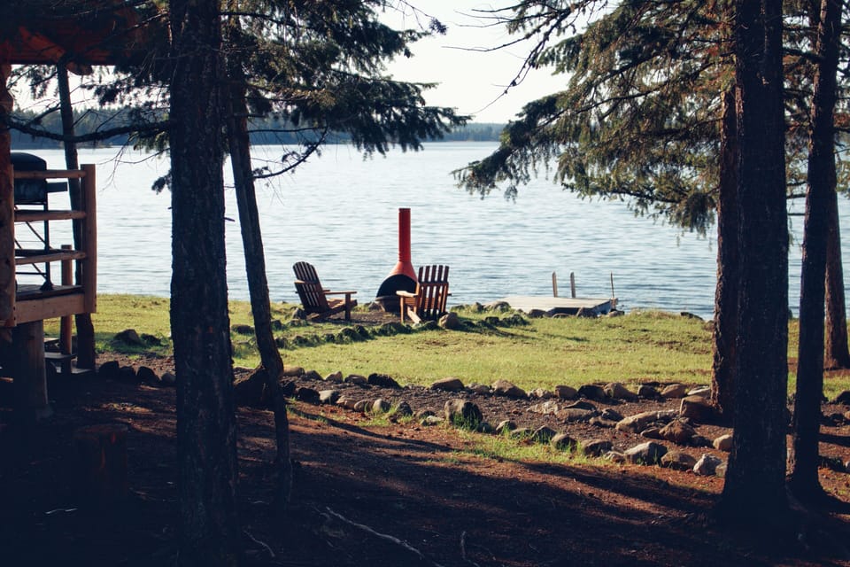 Firepit in front of cabin