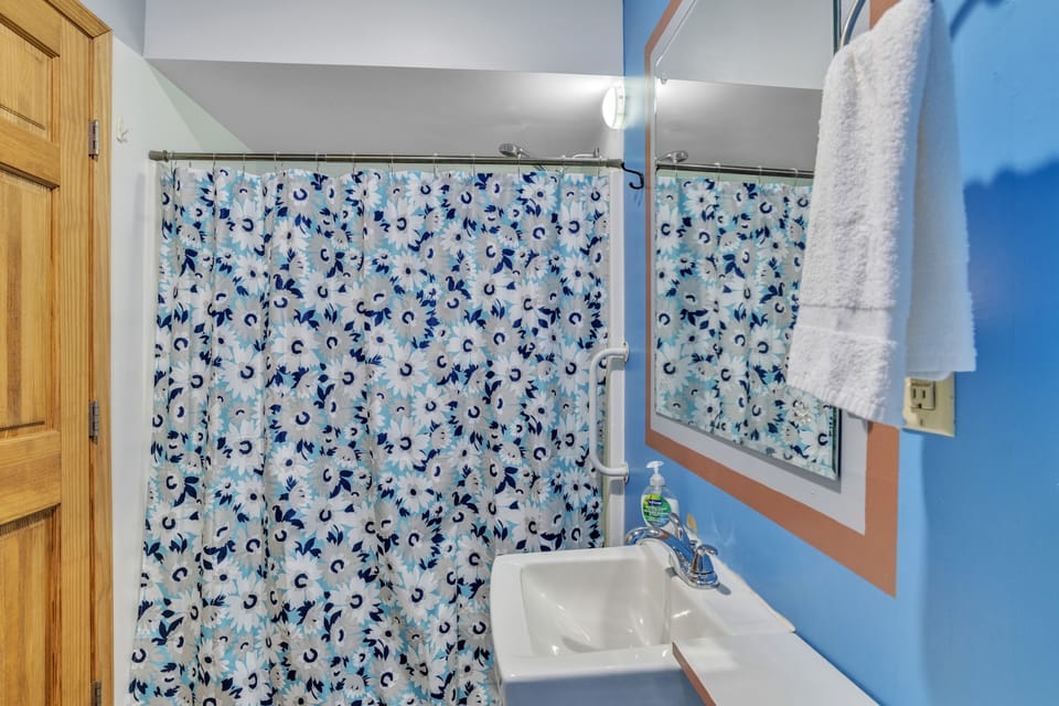 Sink, Sink Faucet, Indoors, Curtain, Bathroom