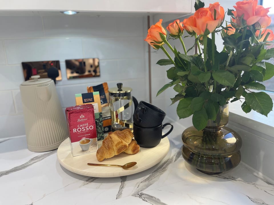 Complimentary tea, coffe for your stay and milk on arrival. 