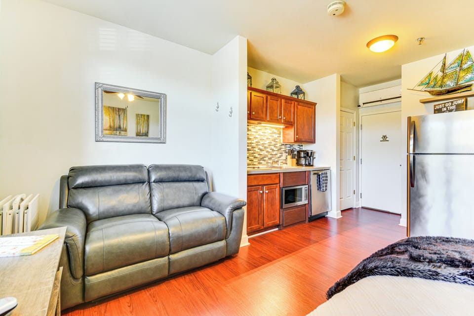Studio Interior | Single-Story Unit | Elevator Access | Wall A/C & Heating Unit