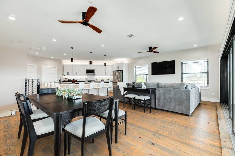 Bright and open living and dining area on second floor