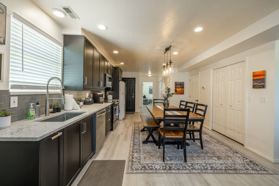 Gather and Prepare Meals or Play Games at the Large Dining Table