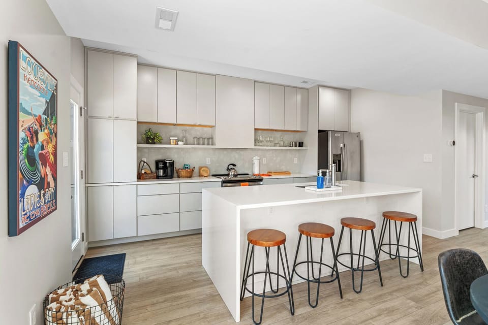 Island seating with Quartz counters