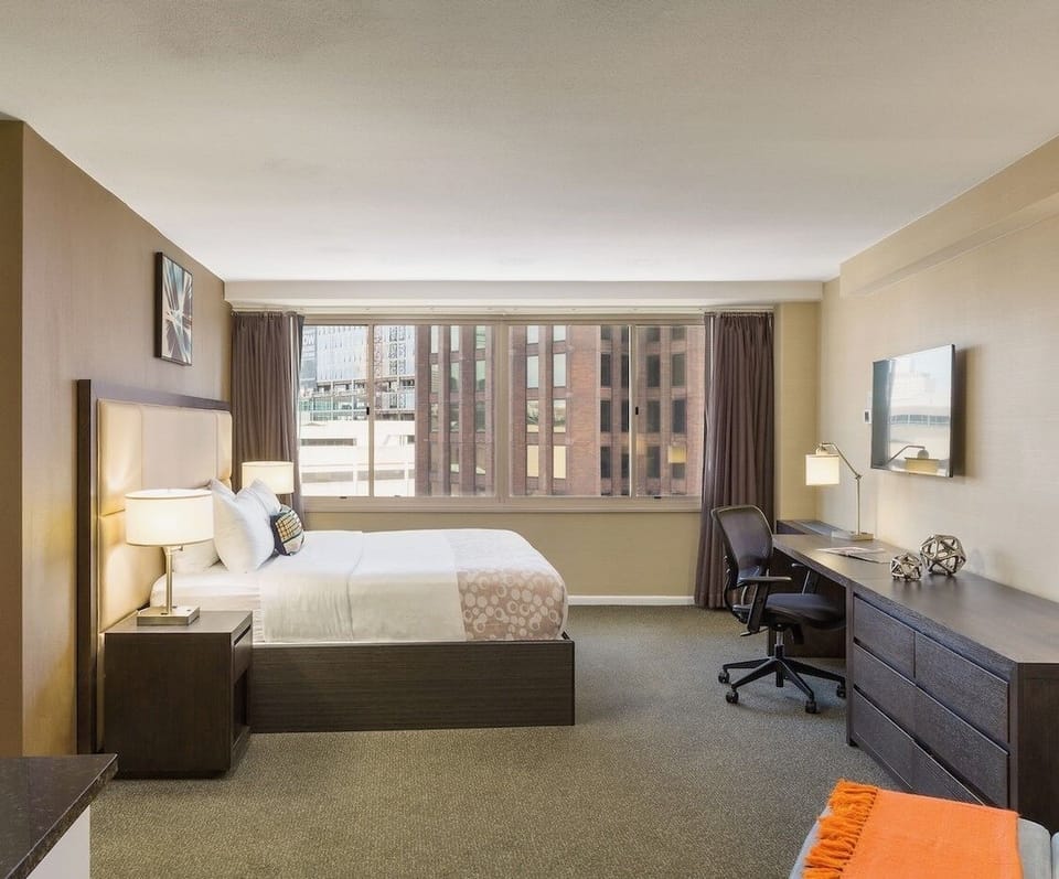 Settle in for a quiet night with soft lighting and calm tones.