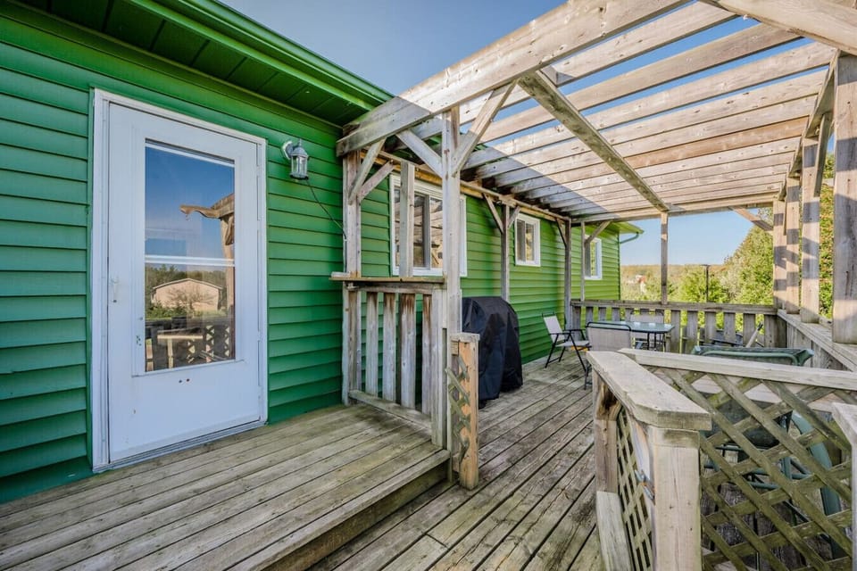 Step out onto the spacious back patio and enjoy the sunshine and serene atmosphere.