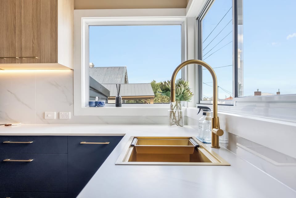 Sophisticated Sink Area with Natural Light