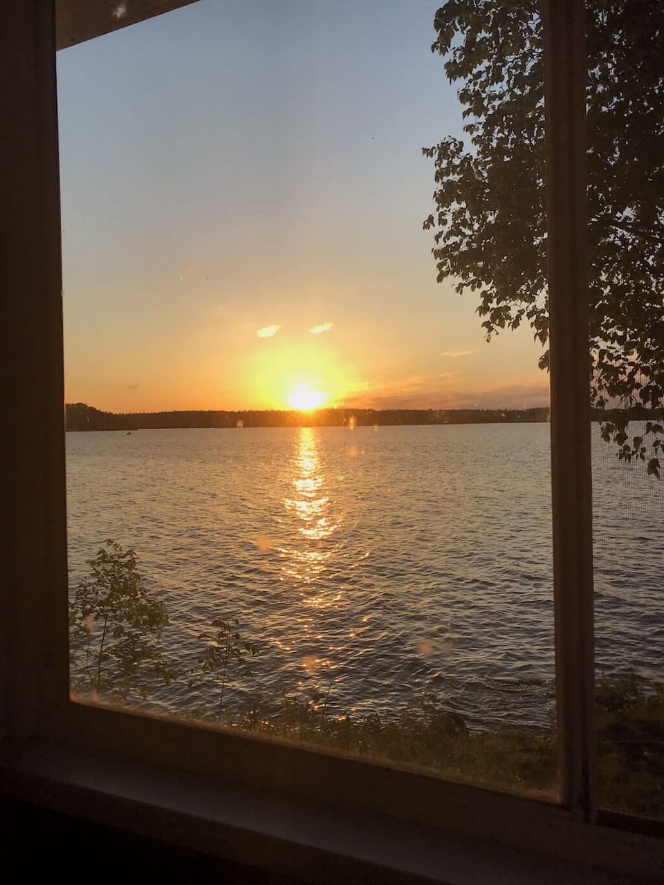View of the sunset while sitting in the porch.