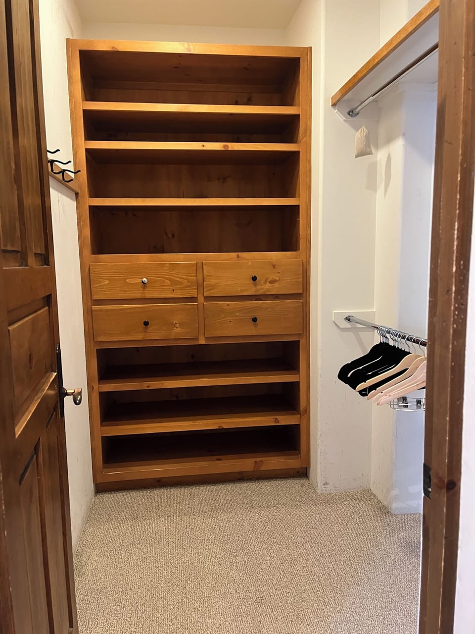 There are two spacious walk in closets in the main level primary bedroom