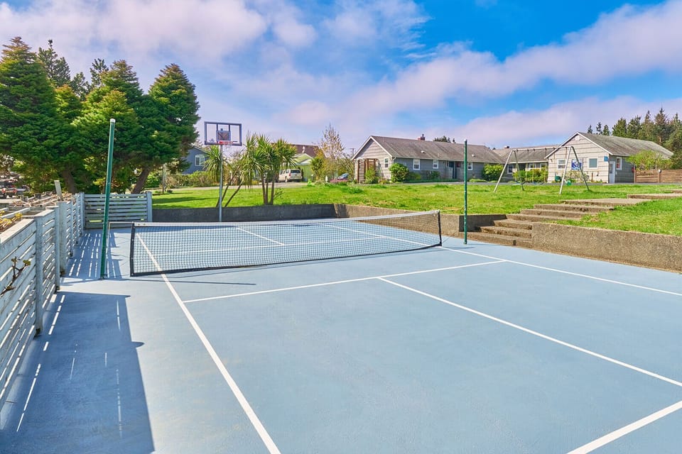 Pickleball court and basketball hoop— perfect for friendly matches and family fun.