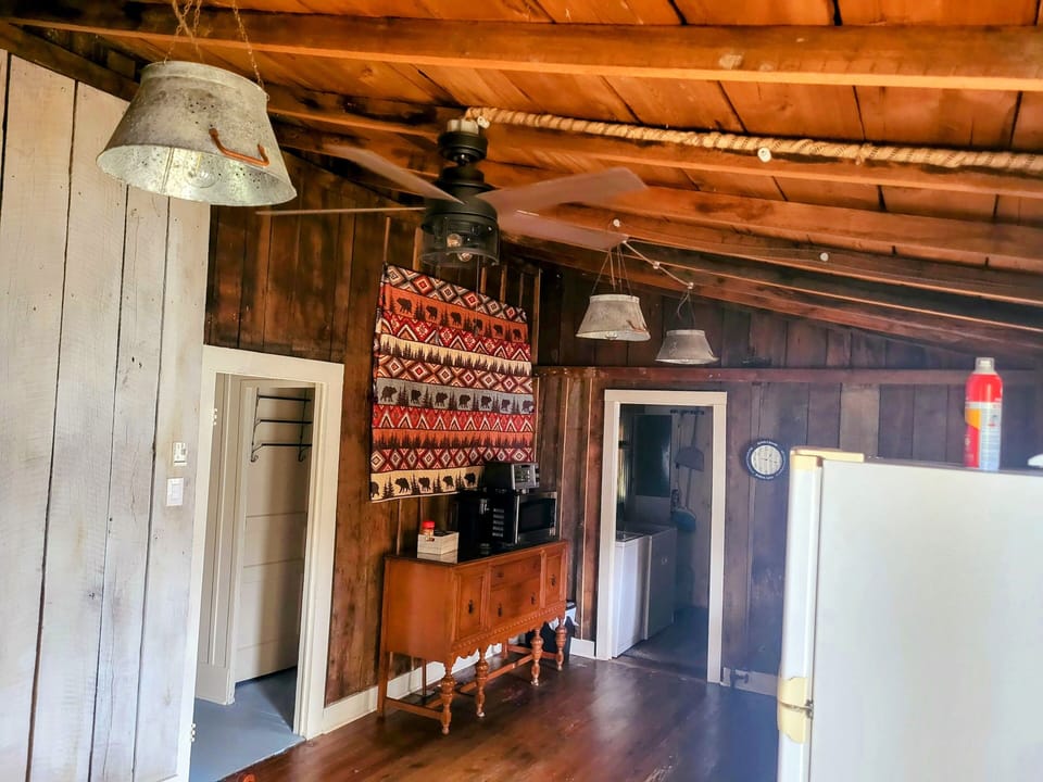 Original oak and chestnut ceiling and walls discovered during remodeling